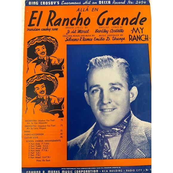 El Rancho Grande Sheet Music 1934 My Ranch Silvano Ramos Emilio Uranga - Picture 2 of 5